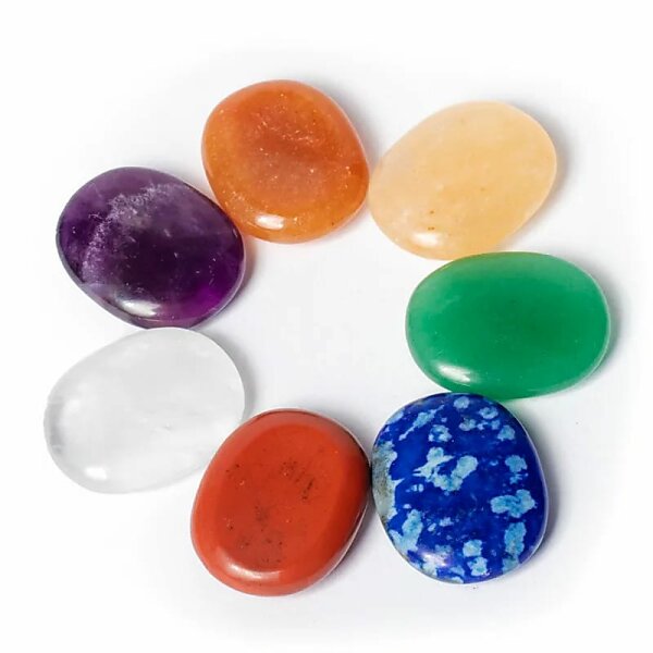 7 Chakra Mini Sorgensteine -- 2.5x2x0.6cm