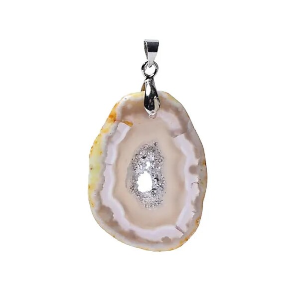Achat Edelstein-Anhänger mit Kristallen -- ±3cm