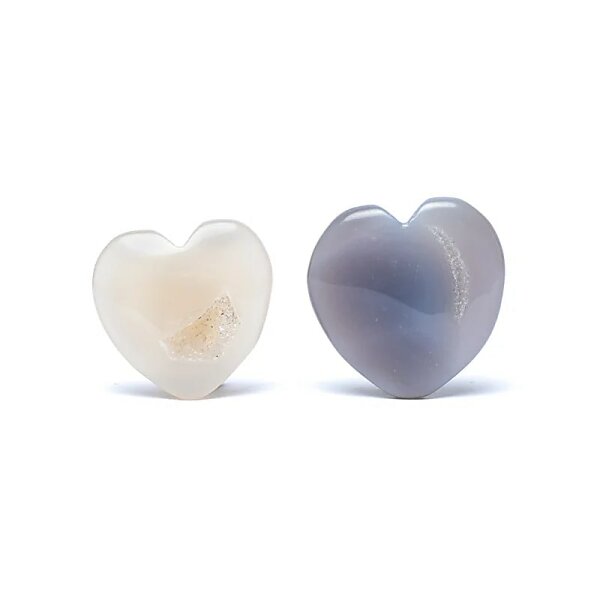 Achat mit Kristallisation Herz Sorgenstein -- ±4–6 cm
