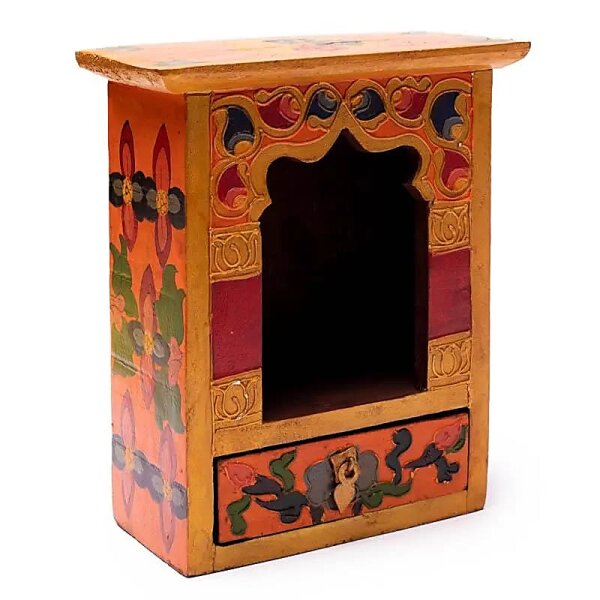 Altar mit Schublade -Holz- handbemalt -- 16.5x22x14 cm