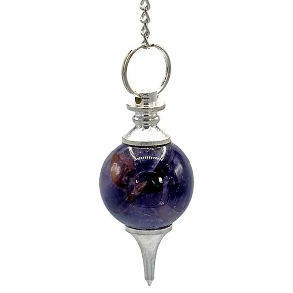 Amethyst Pendel Kugelform & Metall -- 19 g; 4x2 cm