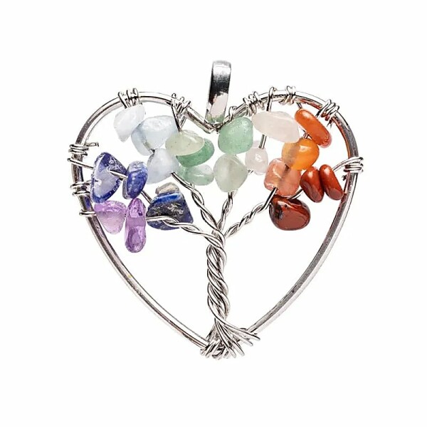 Anhänger Chakra silberfarben Herz Lebensbaum -- ±3 cm