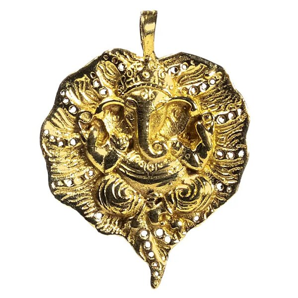 Anhänger Ganesha Blatt goldfarben -- 4cm