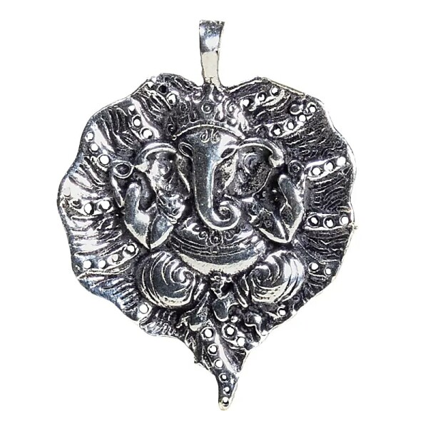 Anhänger Ganesha Blatt silberfarben -- 4cm