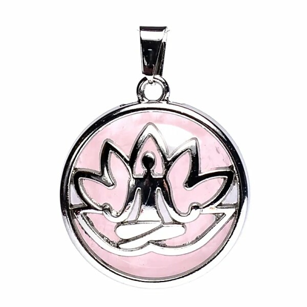 Anhänger Meditation Lotus mit Rosenquarz -- 3cm