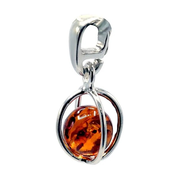 Anhänger Sterlingsilber mit Bernsteinkugel -- 1.5 cm