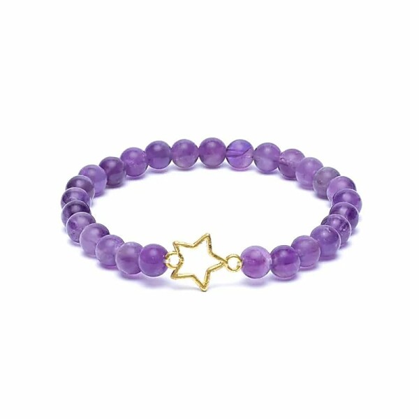 Armband Amethyst elastisch mit Sternanhänger -- 6mm