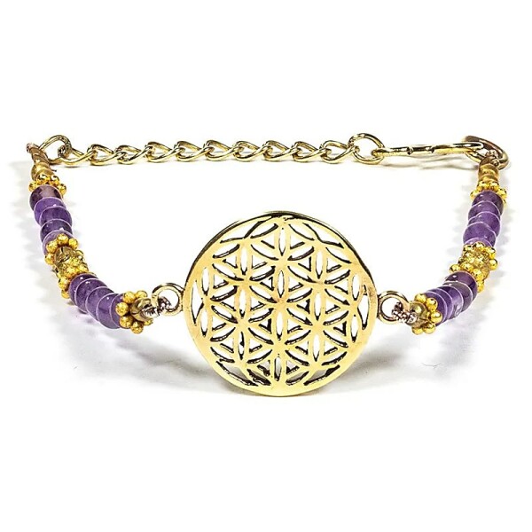 Armband Blume des Lebens mit Amethyst -- ±0.3 cm