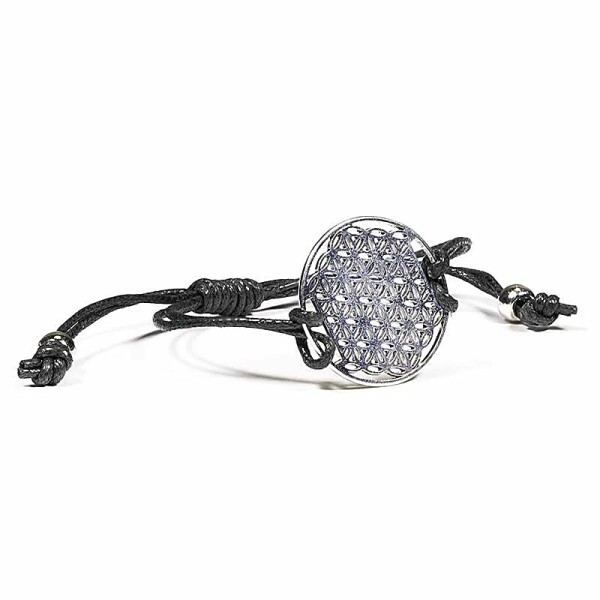 Armband Blume des Lebens schwarz verstellbar -- ±5.5-8.5cm