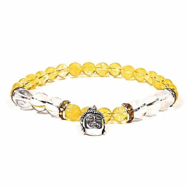 Armband Citrin/Bergkristall mit Buddha -- 6-8 mm