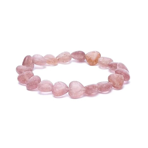 Armband Erdbeerquarz elastisch Herzen -- 10mm