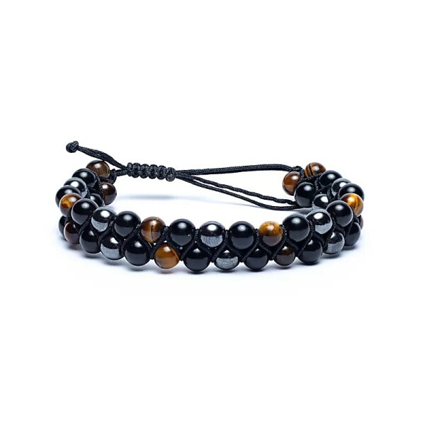 Armband Hämatit/ Obsidian/ Tigerauge verstellbar -- 0,6 cm