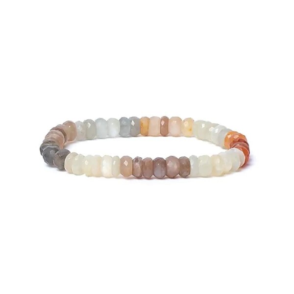Armband mehrfarbig Mondstein Facette AA Qualität elastisch -- 0,8 cm