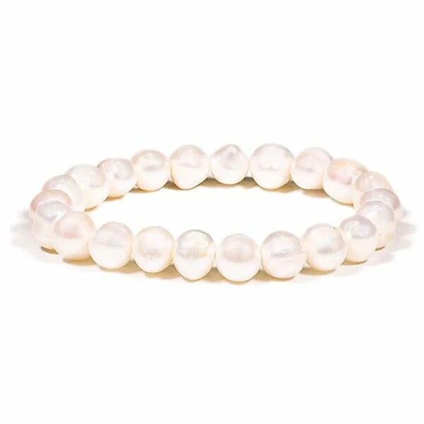 Armband mit weißen Potato-Süsswasserperlen -- ±0.8cm