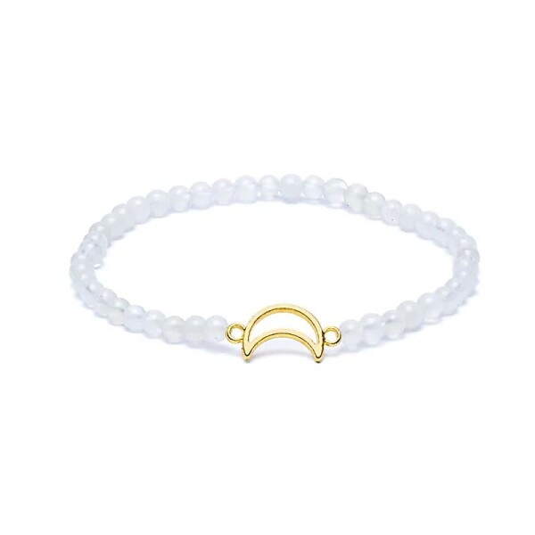 Armband Mondstein elastisch mit Mondanhänger -- 4mm