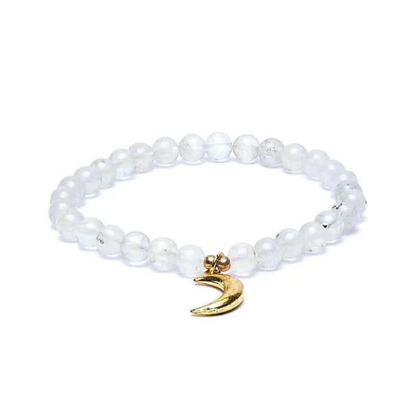 Armband Mondstein elastisch mit Mondanhänger -- 6mm
