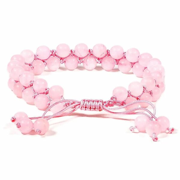Armband Rosenquarz doppelreihig verstellbar -- 0.6 cm
