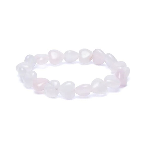 Armband Rosenquarz elastisch Herzen -- 10mm