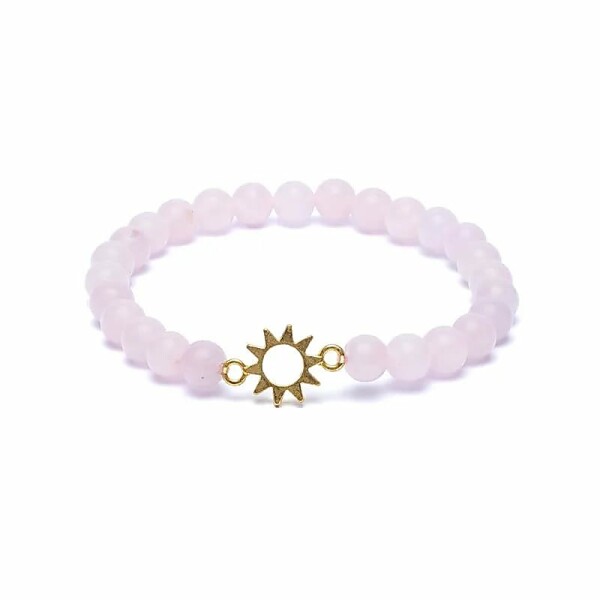 Armband Rosenquarz elastisch mit Sonnenanhänger -- 6mm