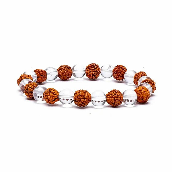 Armband Rudraksha/Bergkristall elastisch -- 0.8 cm;8 cm