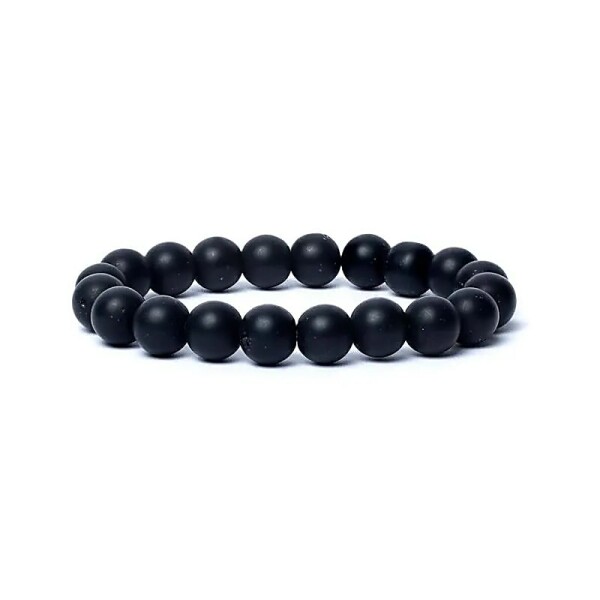 Armband schwarzer Onyx mattiert AA Qualität elastisch -- 1.0 cm