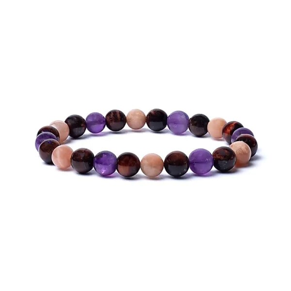 Armband Tigerauge Sonnenstein Amethyst elastisch -- ±0,8cm