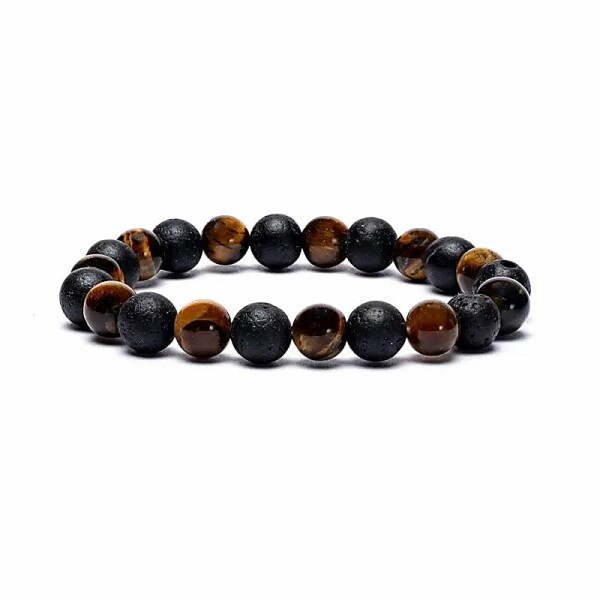 Armband Tigerauge/Lavastein elastisch -- 0.8 cm;8 cm