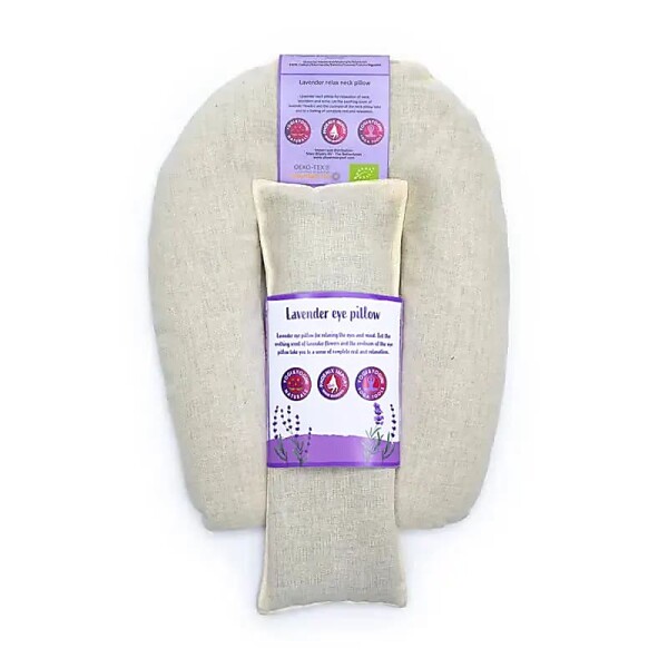 Augen- und Nackenkissen biologischer Lavendel beige -- ±25x20x3cm; ±580g