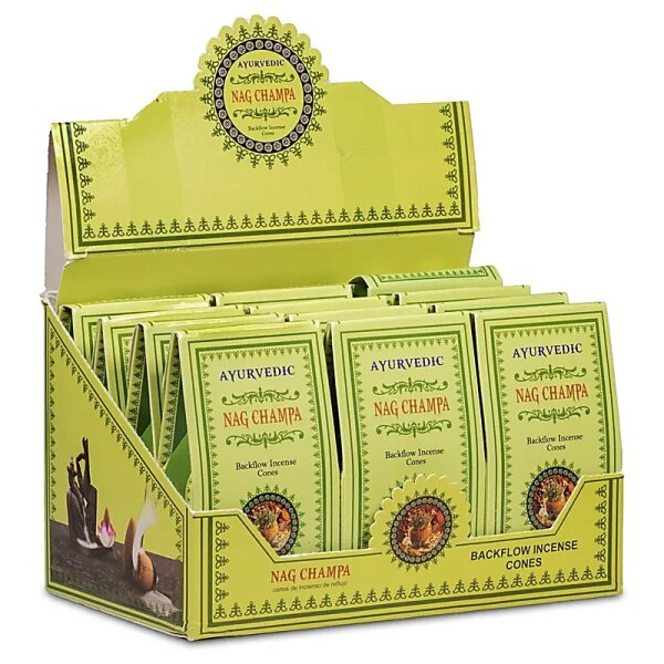 Ayurvedische Nag Champa Rückfluss Weihrauchkegel -- 30 g