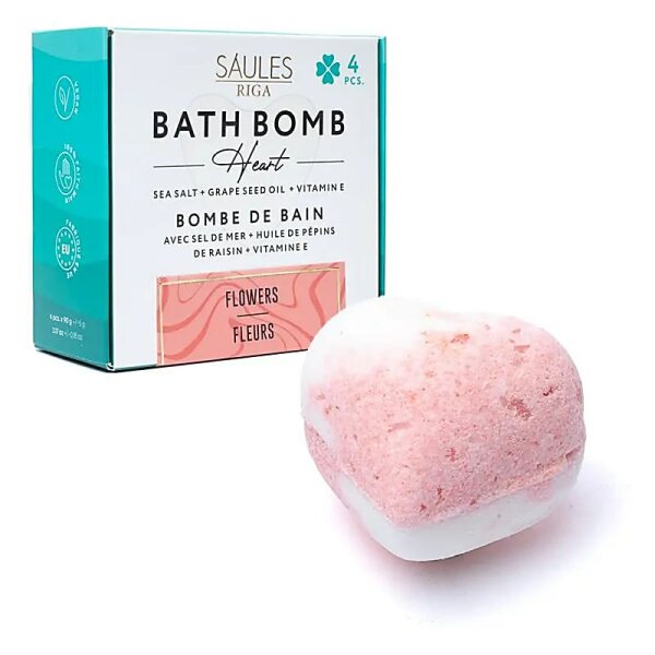 Badekugel Herz Blumen -- 90g