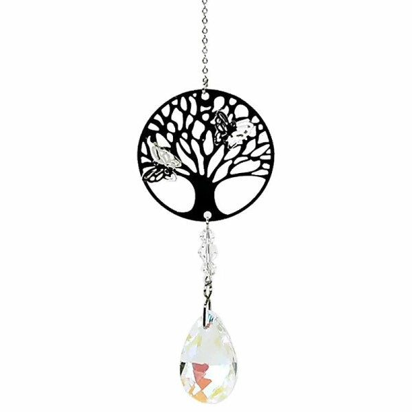 Baum des Lebens mit Regenbogen-Kristalltropfen weiß -- 30 cm