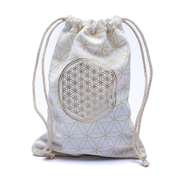 Baumwolltasche mit Blume des Lebens weiß -- 19x13cm