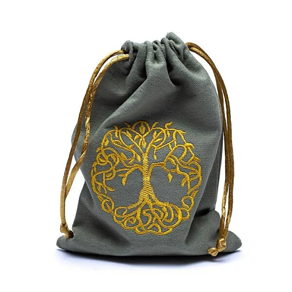 Baumwolltasche mit Lebensbaum grün -- 19x13cm