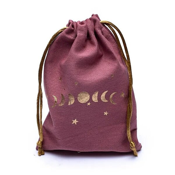 Baumwolltasche mit Mondphasen pink -- 19x13cm