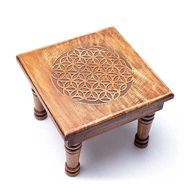 Beistelltisch aus Holz Blume des Lebens -- 30x30x23cm; 2250g