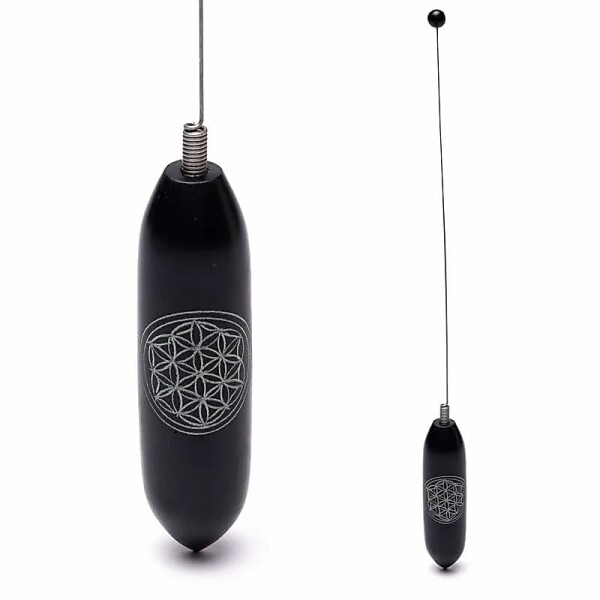 Bio-Tensor schwarzer Speckstein Blume des Lebens -- 28-29 cm
