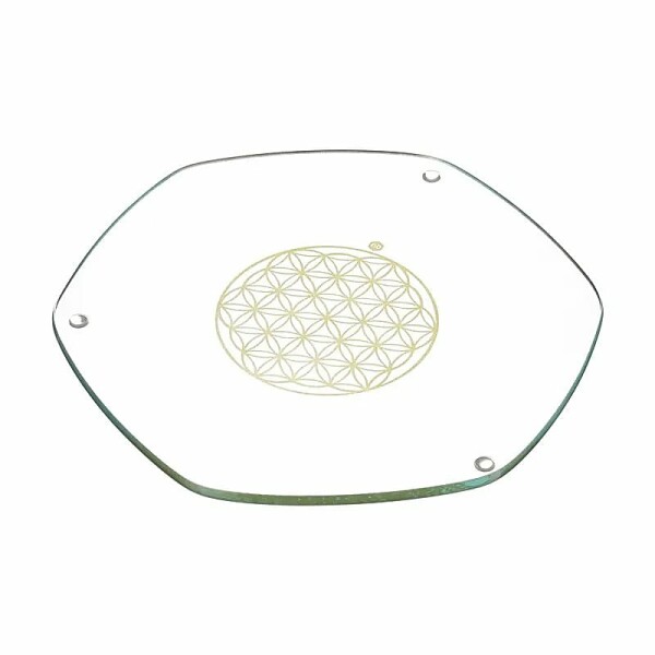 Blume des Lebens Vorlegeplatte Energie Gold klein -- 9 cm