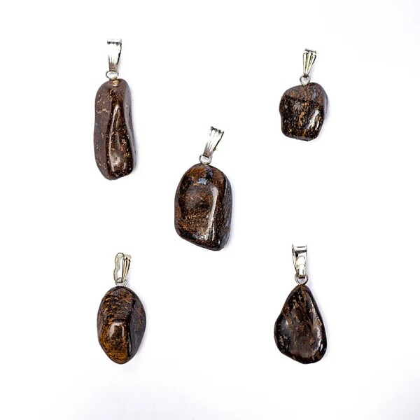 Bronzit Edelstein Anhänger Öse eingesteckt -- ±2-3cm