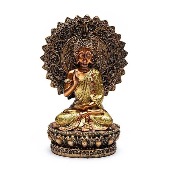 Buddha der Ruhe mit Aura und Thron -- 356 g; 12.8x8x18.5 cm