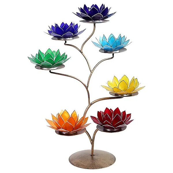 Chakra Lotus Display Metall + 21 Teelichthalter -- 49x32 cm
