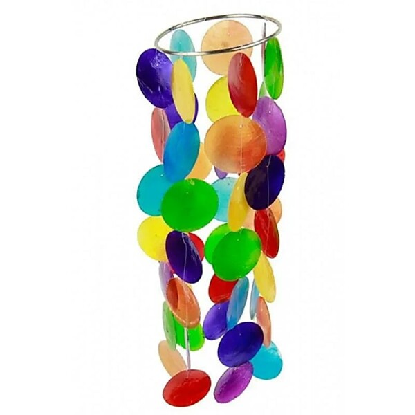 Chakra Windspiel mehrfarbig Capizmuschel klein -- 35 cm