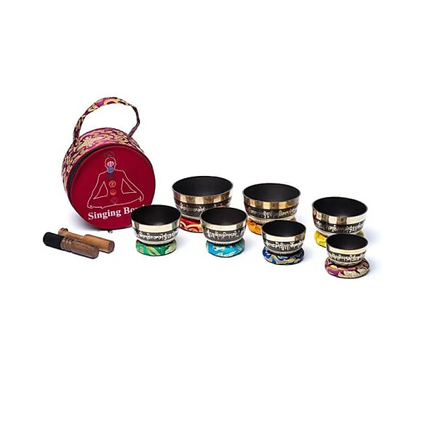 Chakra-Klangschalen-Set mit Tasche -- ±2925g
