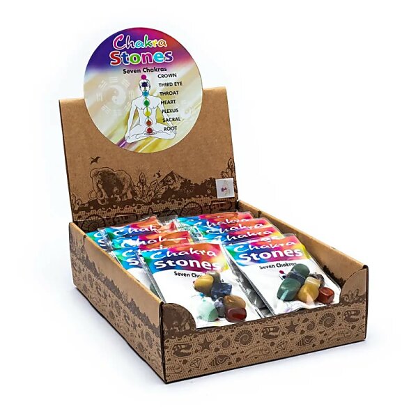 Chakrasteine 24 SETS mit gratis Display -- 15.5x25x7 cm