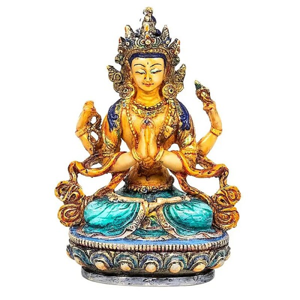 Chenresig Buddha bemalt -- 400 g; 11x7x15 cm
