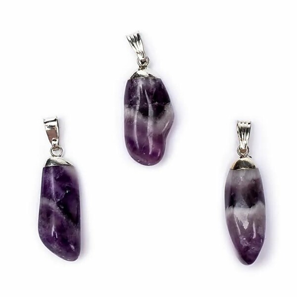 Chevron Amethyst Edelsteinanhänger mit gebohrtem Stift -- ±2-3cm