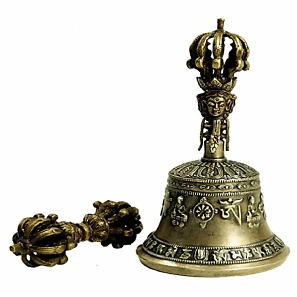 Dorje & Glocke Messing beste Qualität, mittel -- 18x9.5 cm
