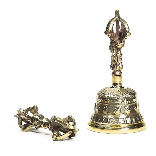 Dorje und Glocke Messing klein -- 5.5x11 cm