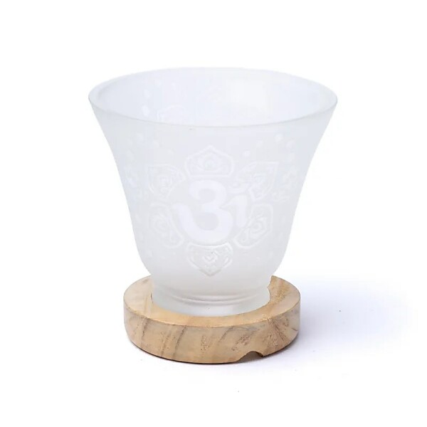 Edelsteinlampe OHM mit Kabel und LED -- 12x12cm