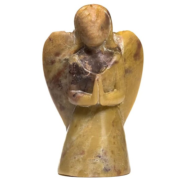 Engel Statuette Speckstein naturfarben -- 472 g; 12.5 cm