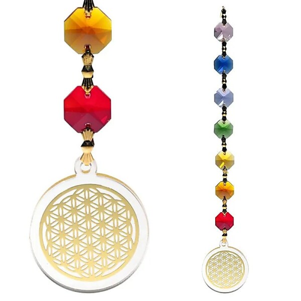 Feng Shui Blume des Lebens Anhänger goldfarben -- 20 cm